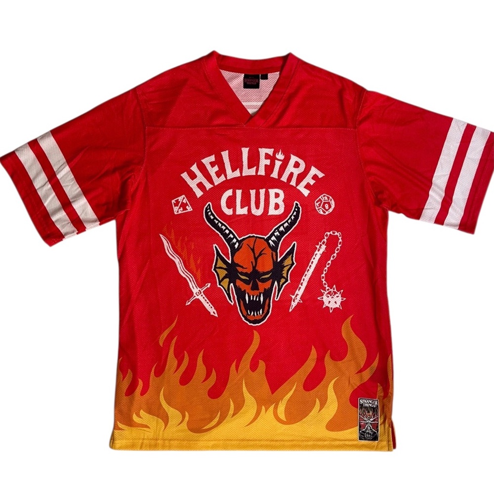 Stranger Things Hellfire club red Jersey style shirt Netflix size medium NWT
